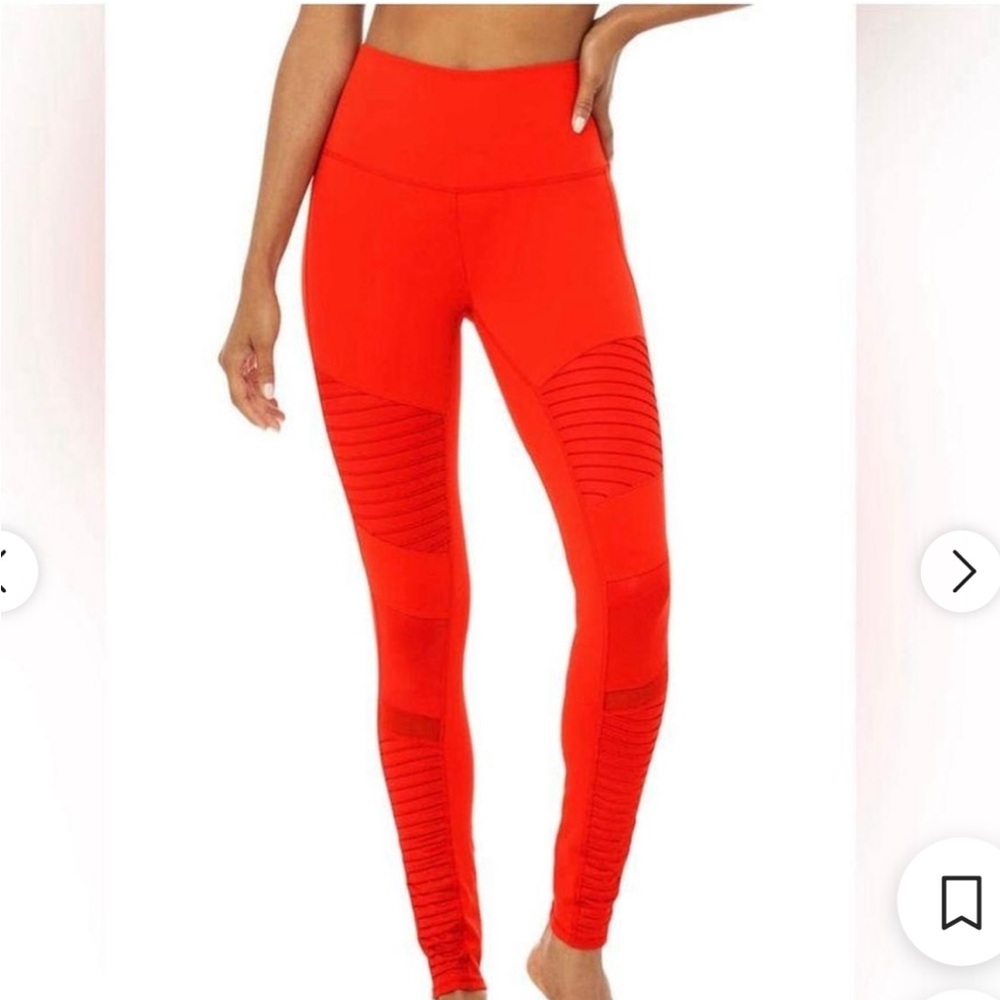 ALO Cherry Red High-Waisted Moto Leggings